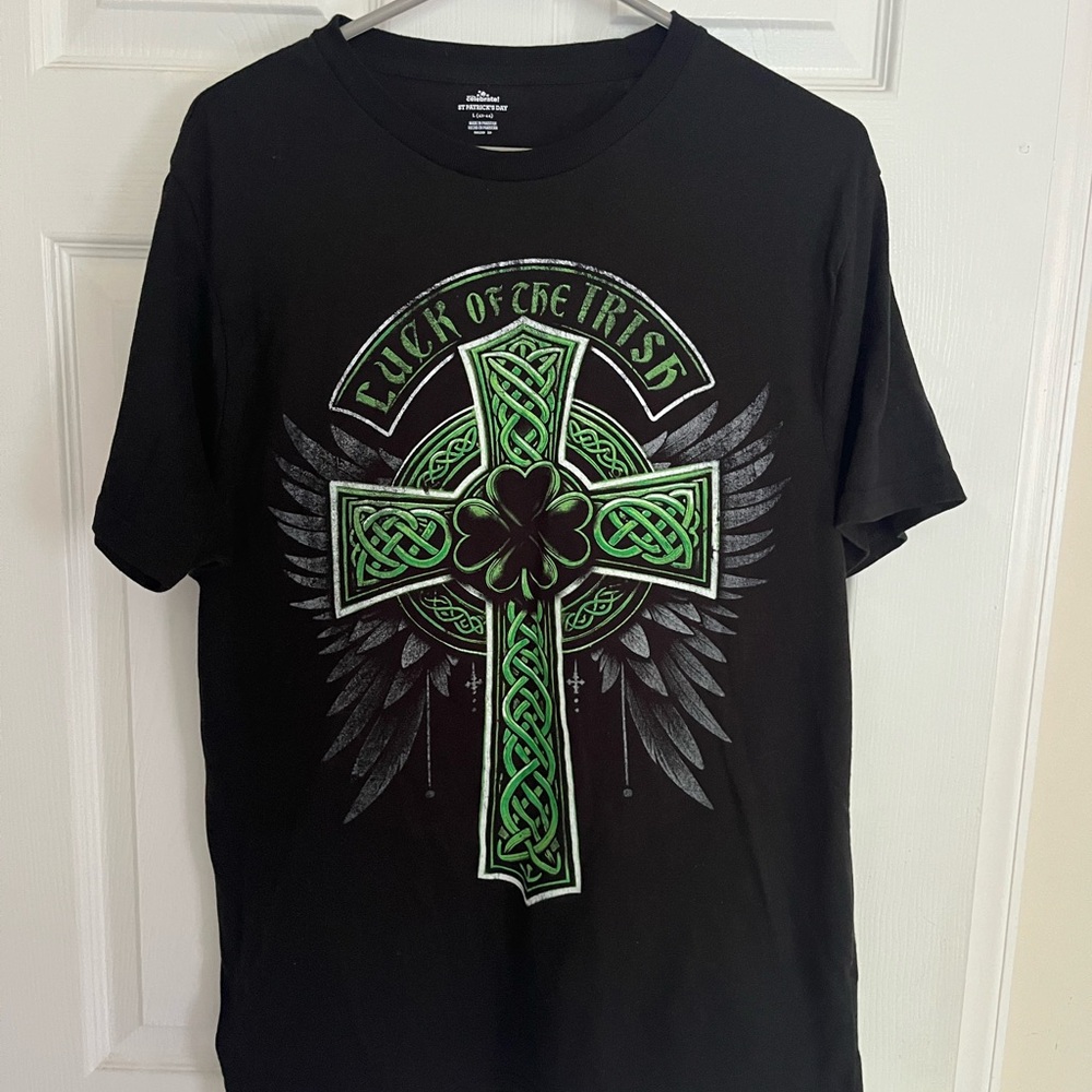 Black and Green Celtic Cross Tee
